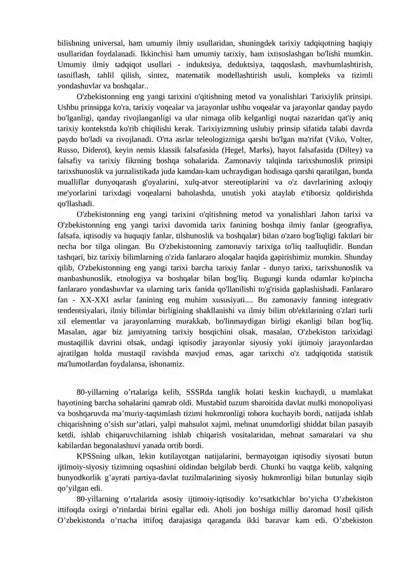 O'zbekistonning eng yangi tarixi vazifasi 3