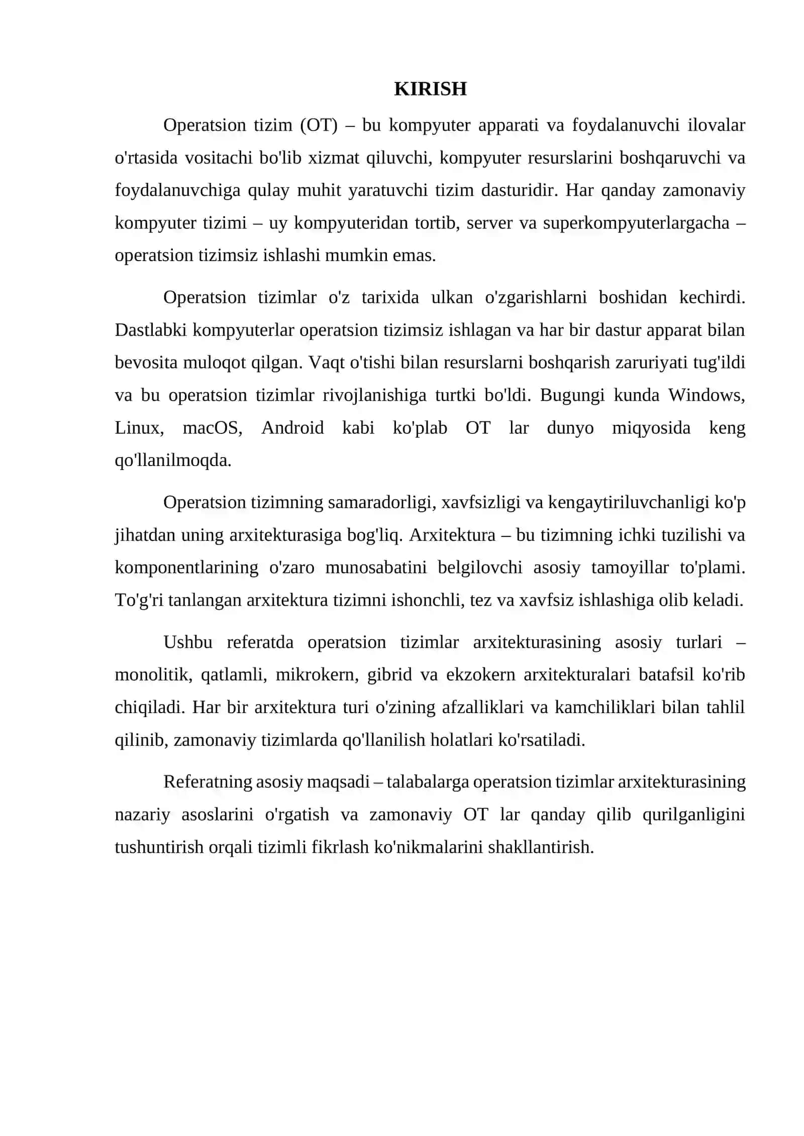 Operatsion Tizimlar Arxitekturasi 3