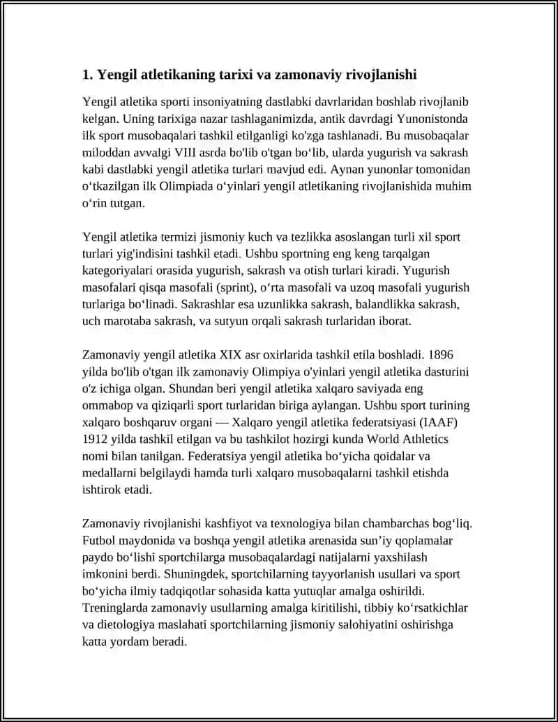 YENGIL ATLETIKA BILAN SHUGILLANTIRISH VA UNIOʻRGATISH ASOSLARI 3