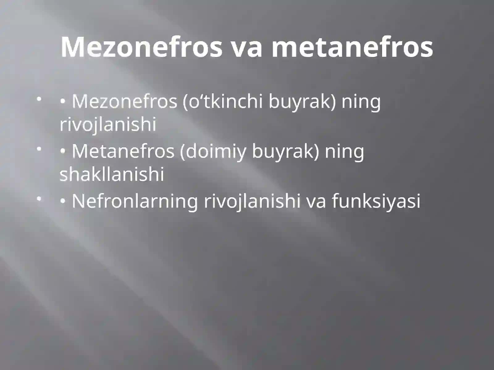 Siydik-Tanosil Aʼzolari Embriogenezi 3