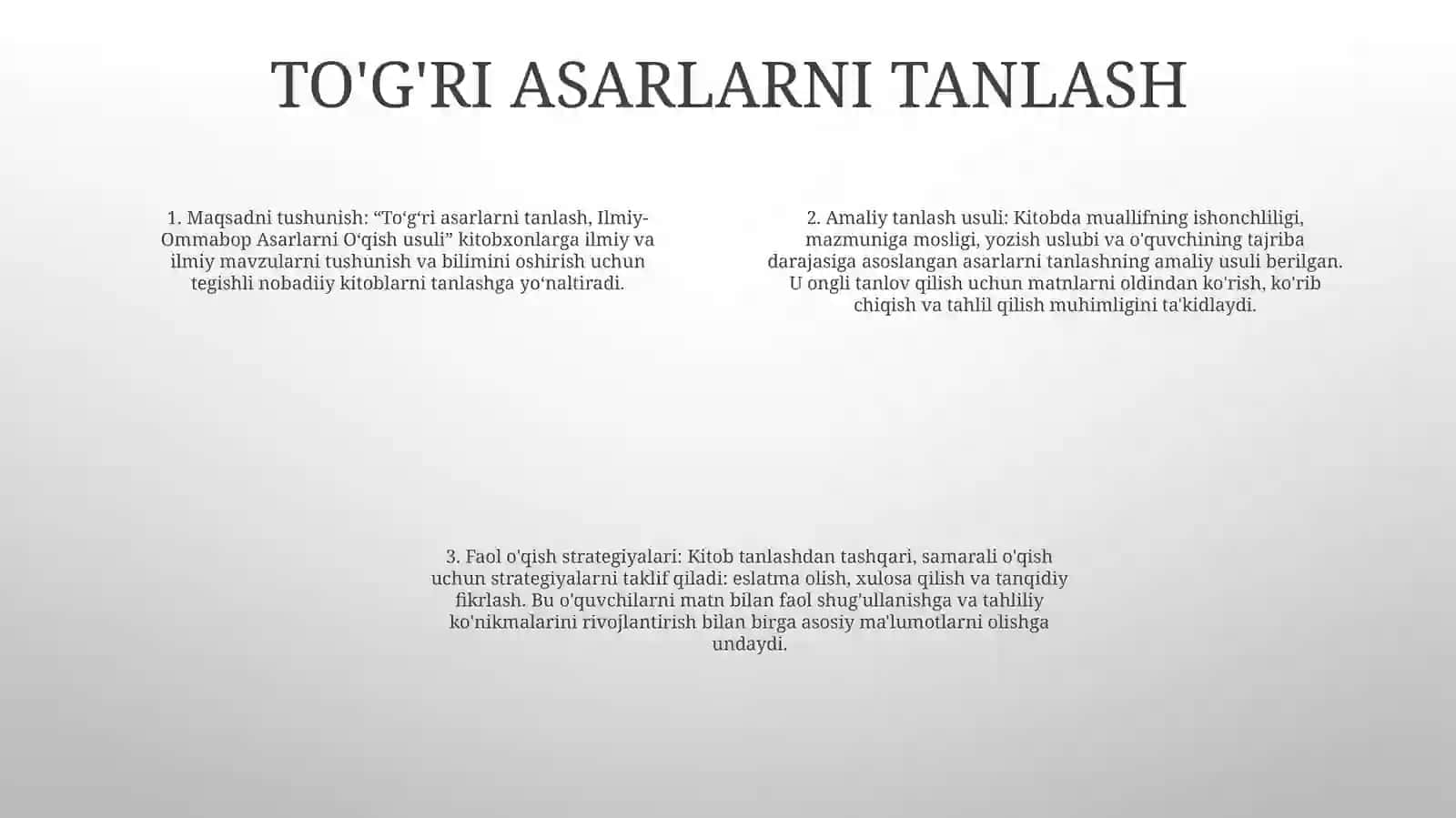 Ilmiy-Ommabop Asarlarni OʻQish Metodi 3