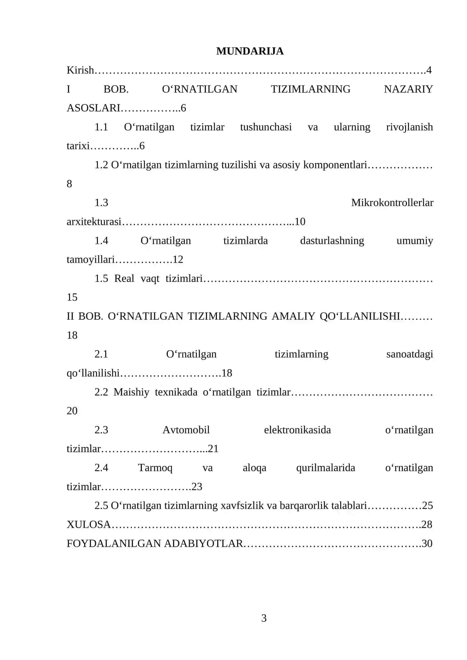 O'RNATILGAN TIZIMLARNING UMUMIY ASOSLARI 3