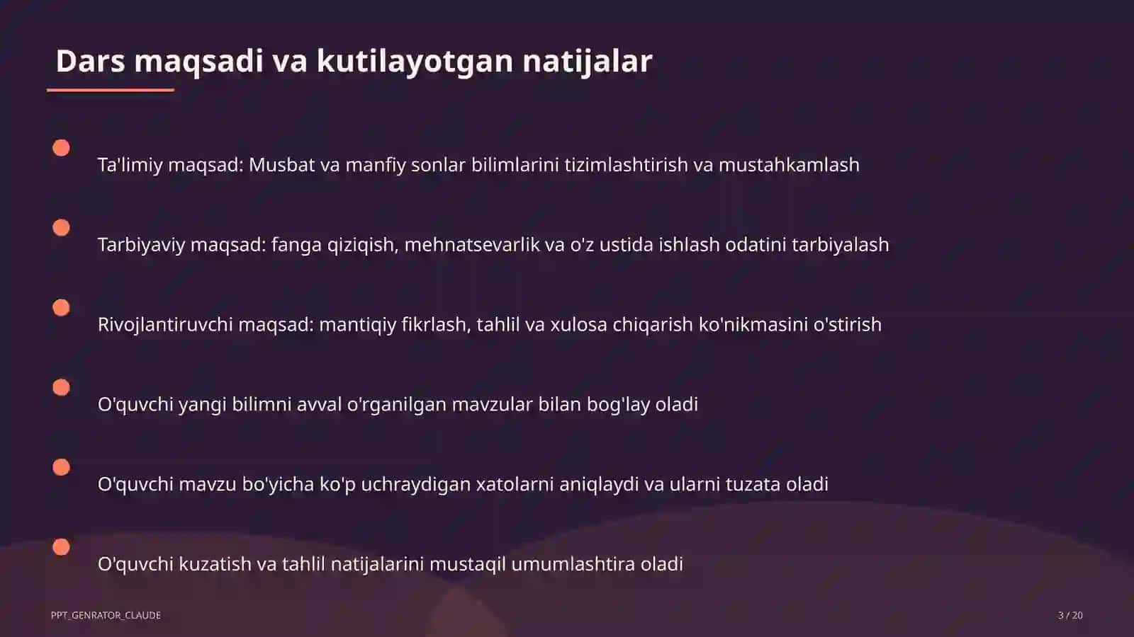 Musbat va manfiy sonlar (6-sinf) 3