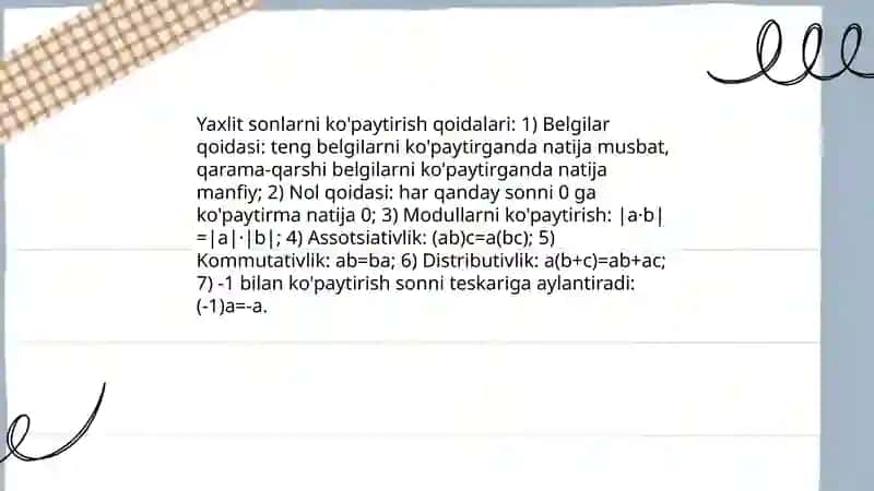 Yaxlit sonlatni kõpaytirish.Yaxlit sonlarni bõlish 3