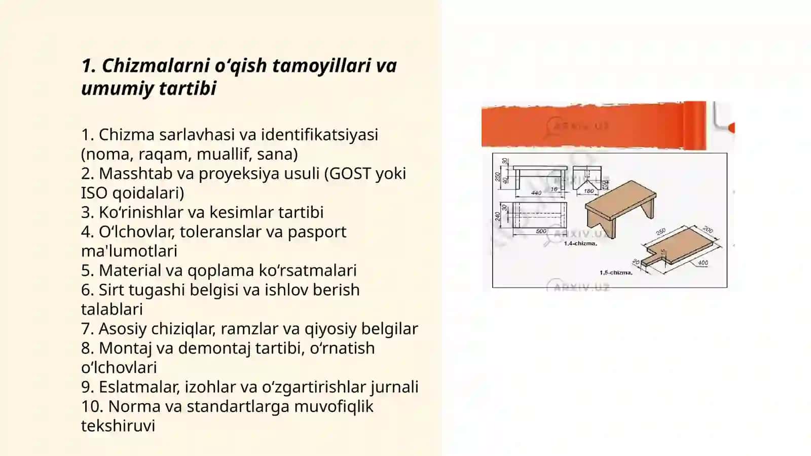 Chizmalarni OʻQISH TARTIBI VA QOIDALARI 3