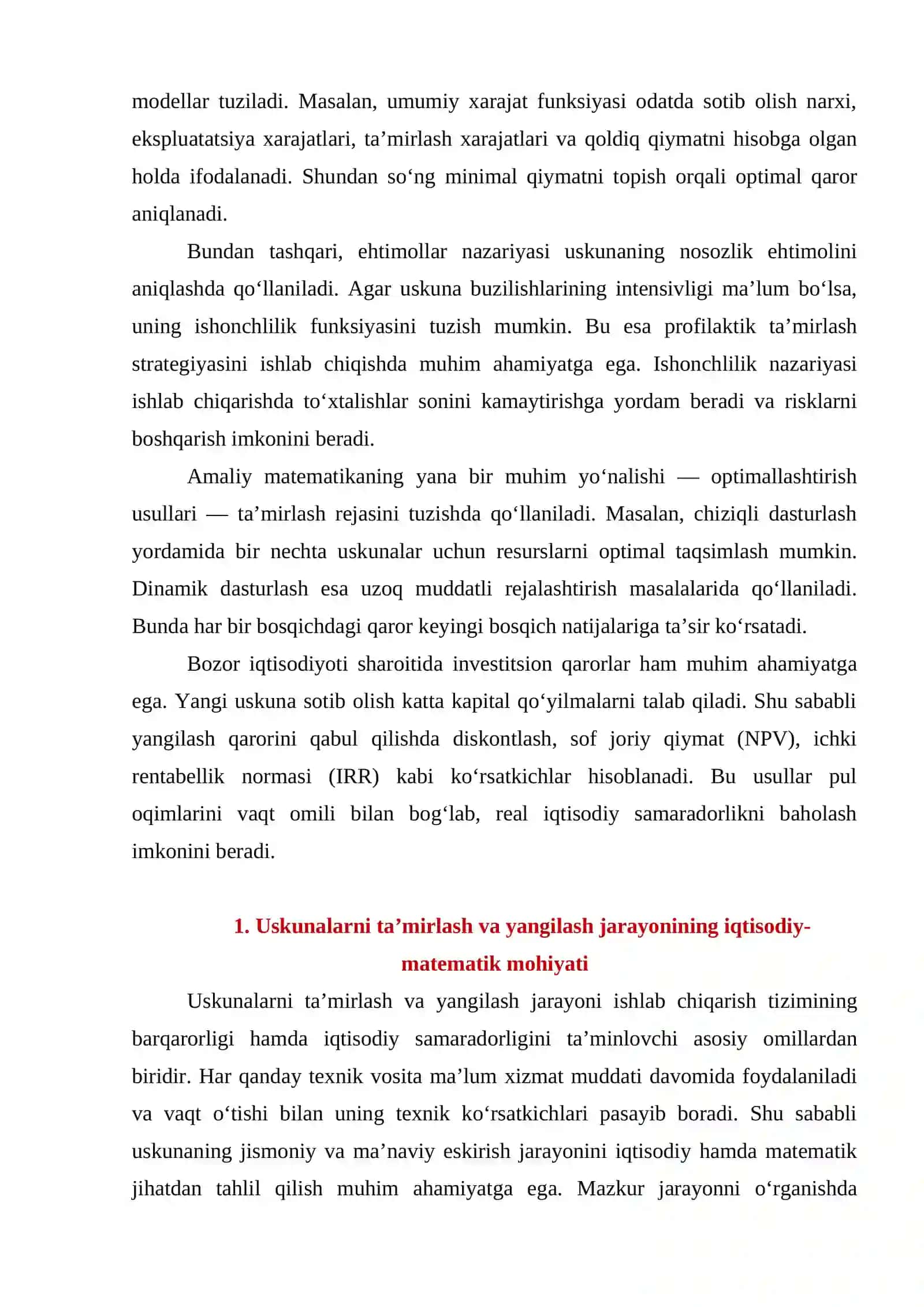 Uskunalarni tamirlash va yangilash masalalarini yechish 3