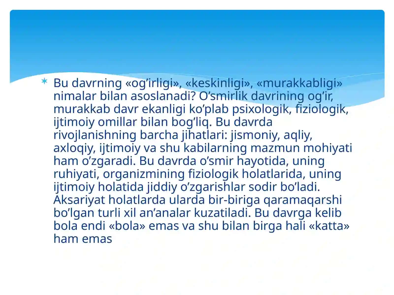 O’smirlik va o’spirinlik davrining o’ziga xos psixologik xususiyatlari 3