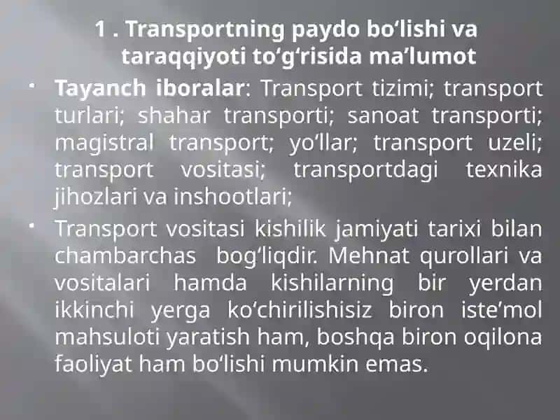 Transport tiziminin ahmiyati 3