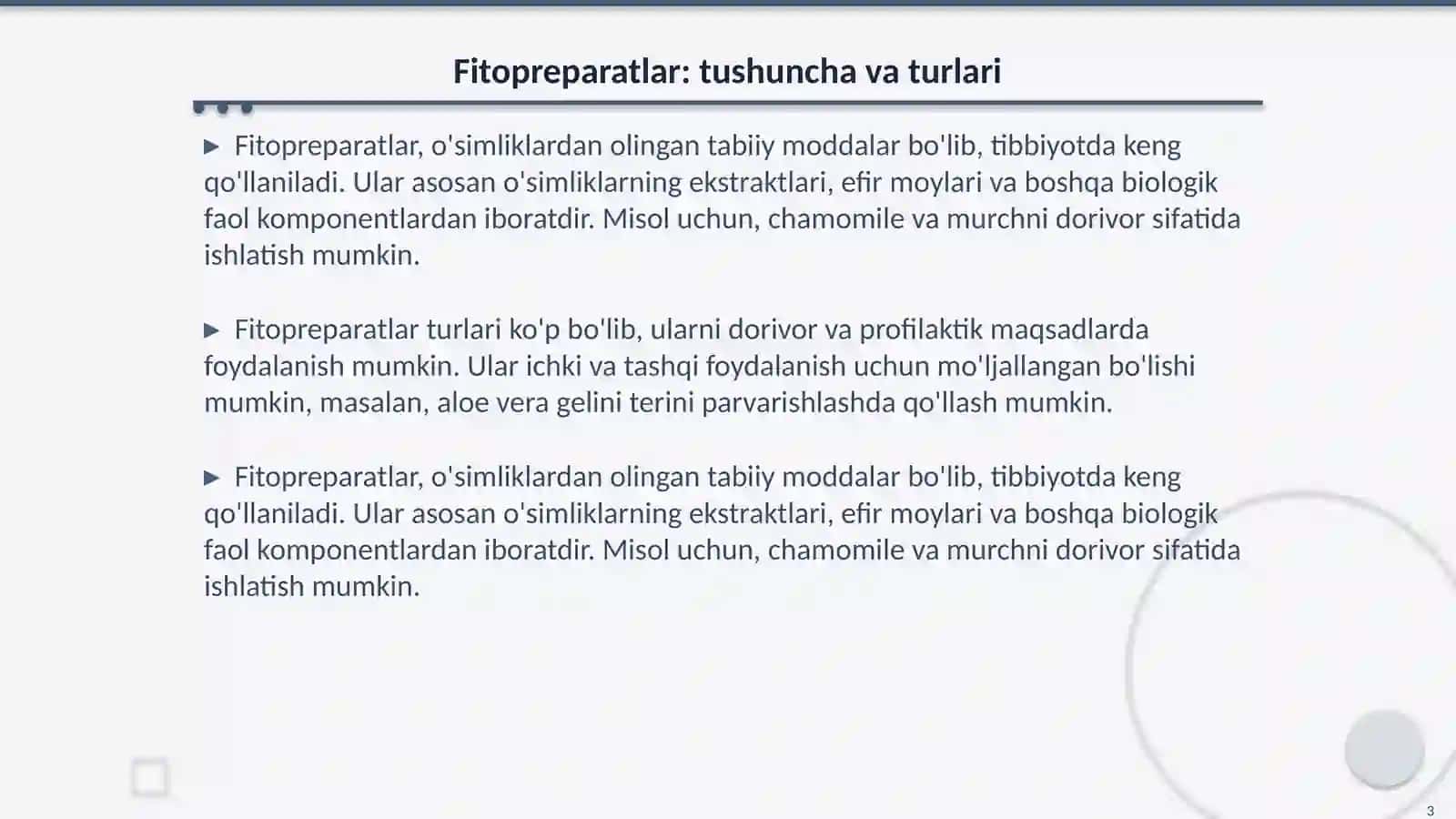 Fitopreparatlar va ularning qo`llanilishi 3