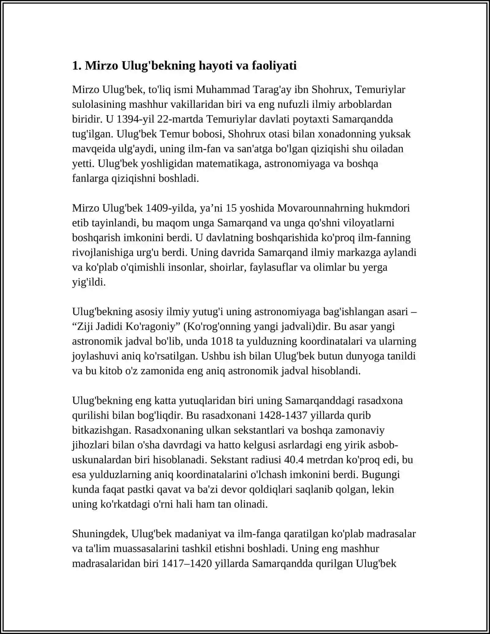 Mirzo Ulug'bek XAQIDAUSTAQIL ISH 3