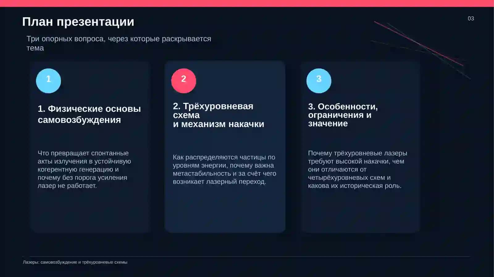 Лазеры: самовозбуждение и трёхуровневые схемы 3