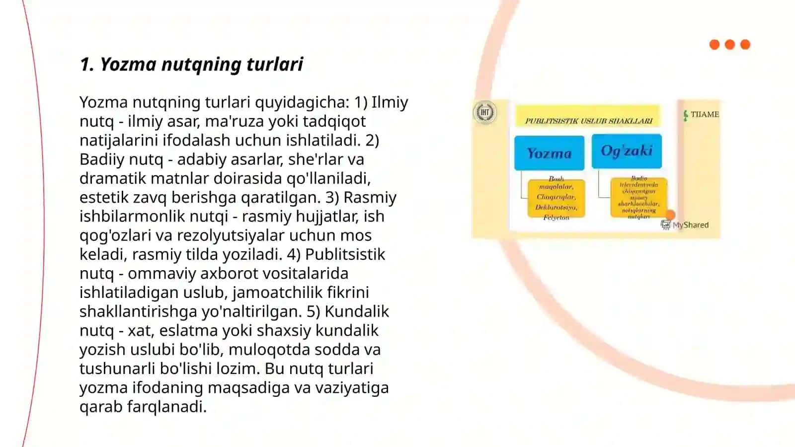 Yozma nutqning xususiyatlari 3