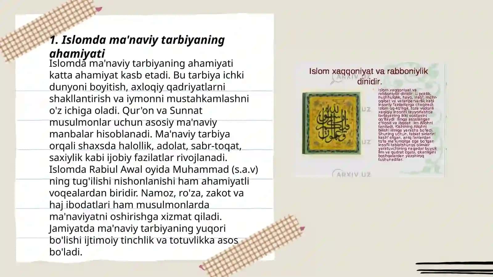 Islom inson maʼnaviy madaniyatini tarbiyalash omillari haqida 3