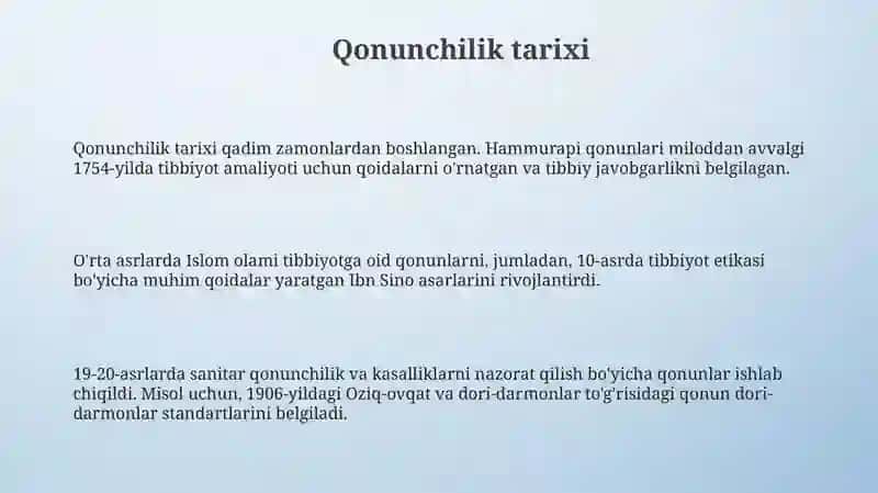 Tibbiyotga oid qonunlar 3