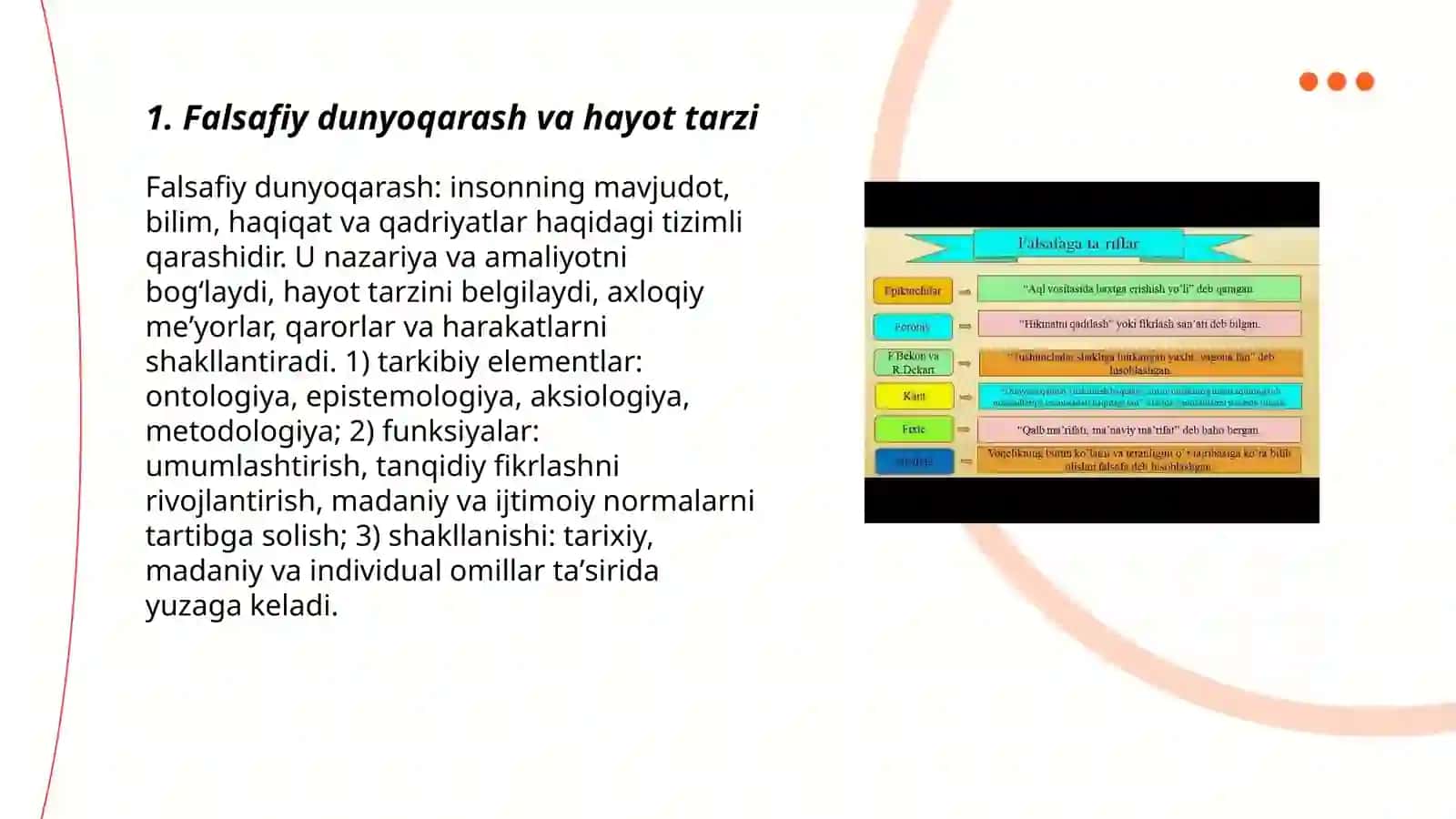 Falsafa hayot tarzi va dunyoni bilish tarzi 3