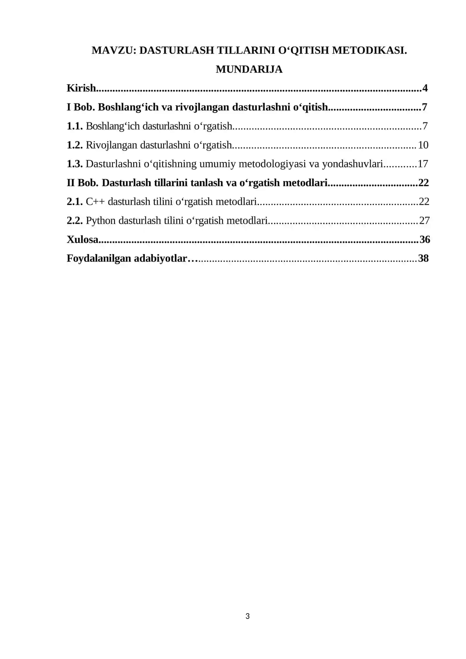 Dasturlash tillari va uni o'qitish metodikasi 3