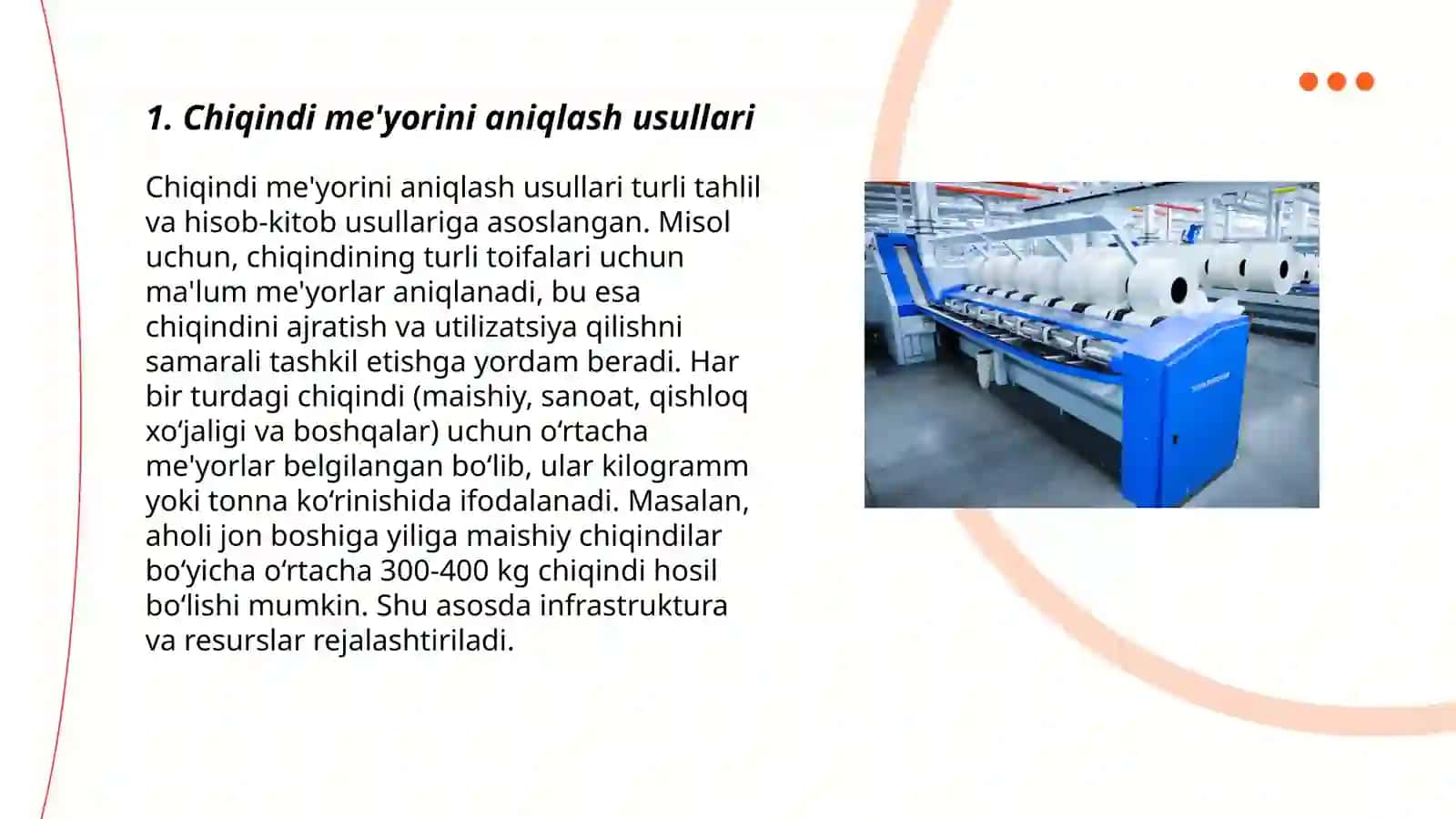 Chiqindi me'yorini aniqlash usullari 3