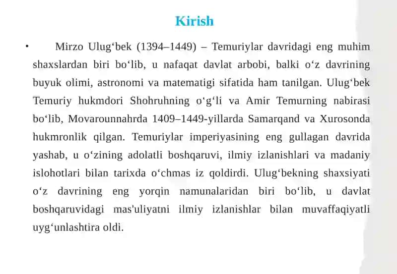 Mirzo Ulug‘bek - Davlat arbobi va buyuk olim 3
