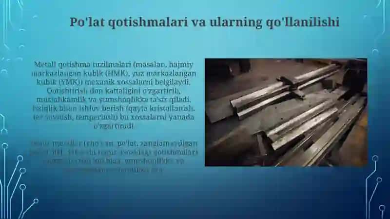Metallarning ahamiyati, tuzilishi, turlari va sohalari 3
