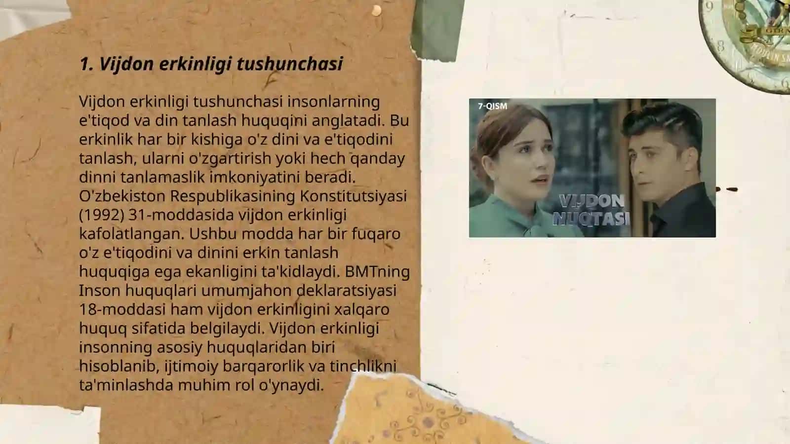 Vijdon va e'tiqod erkinligining tarifi 3