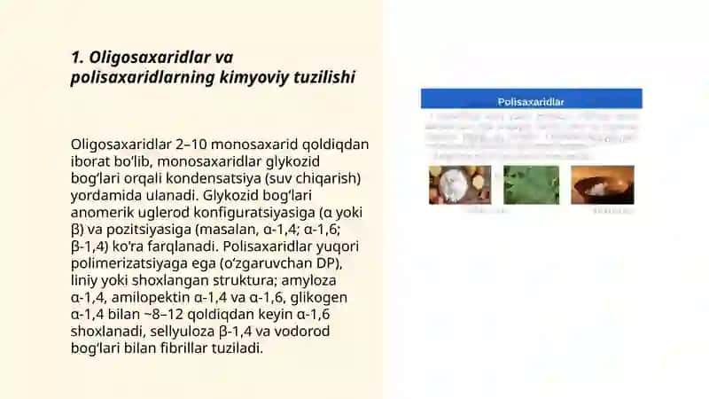 Oligosaxaridlar, polisaxaridlar va ularning ahamiyati 3