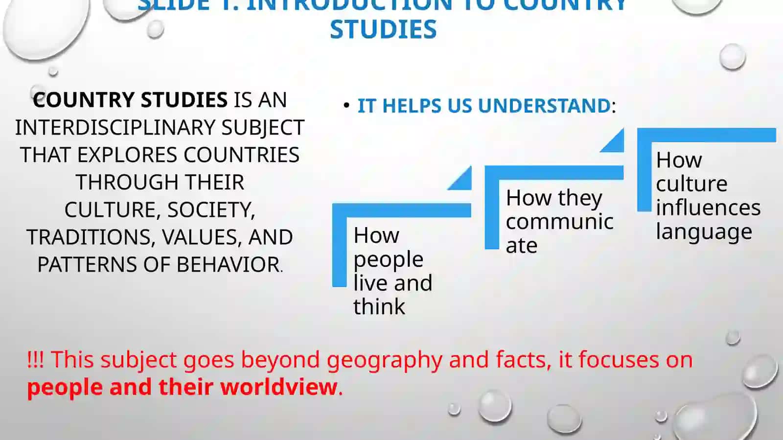 Introduction to the course of Country Studies 3