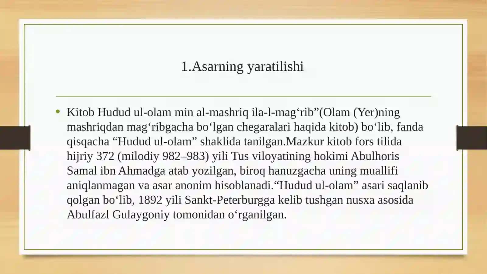 Hudud-ul olam asari mavzusida Mustaqil ish 3