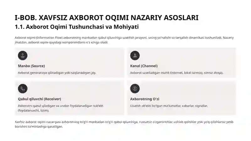 Xavfsiz axborot oqimining panjara modeli. 3