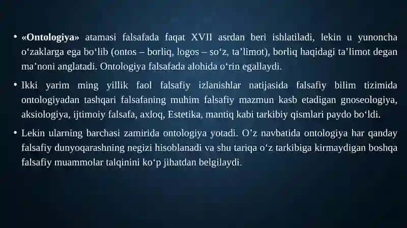 Borliq falsafasi (ontologiya) 3