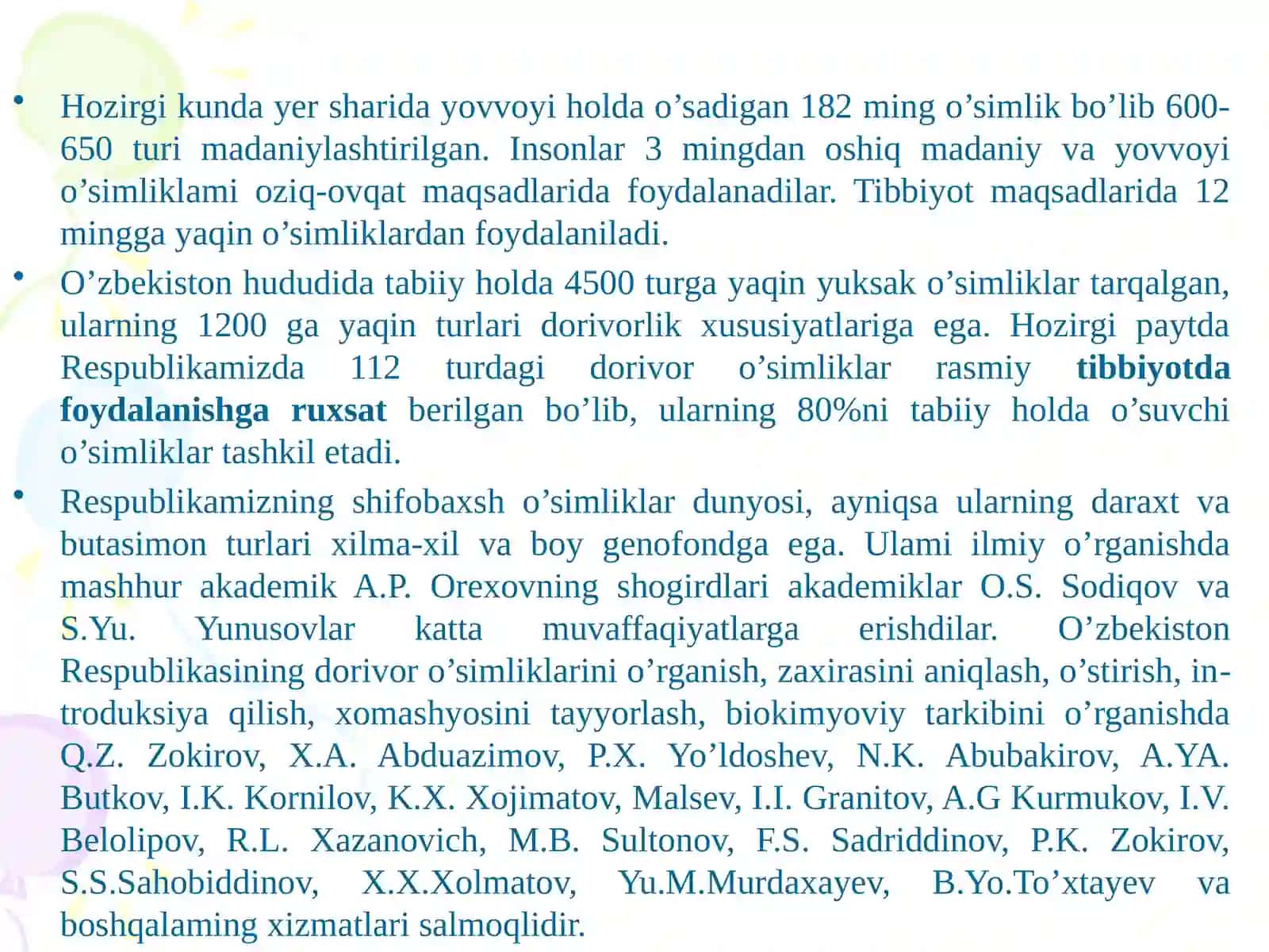 DORIVOR O’SIMLIKLAR 3