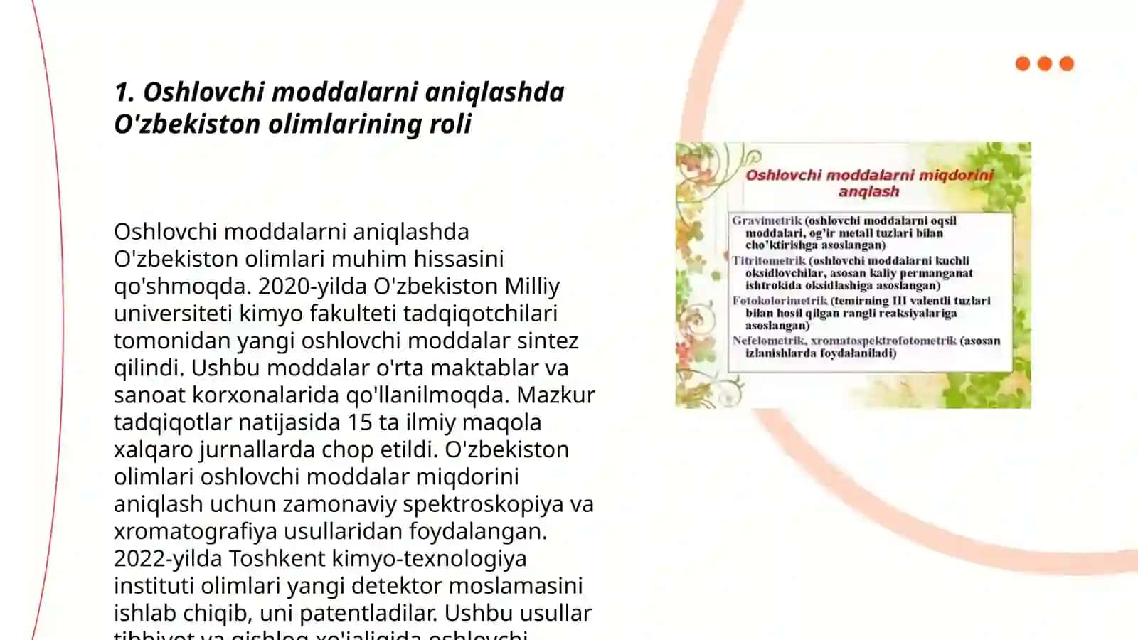 Oshlovchi moddalarni o'rganishda Vatan olimlarining tutgan o'rni 3