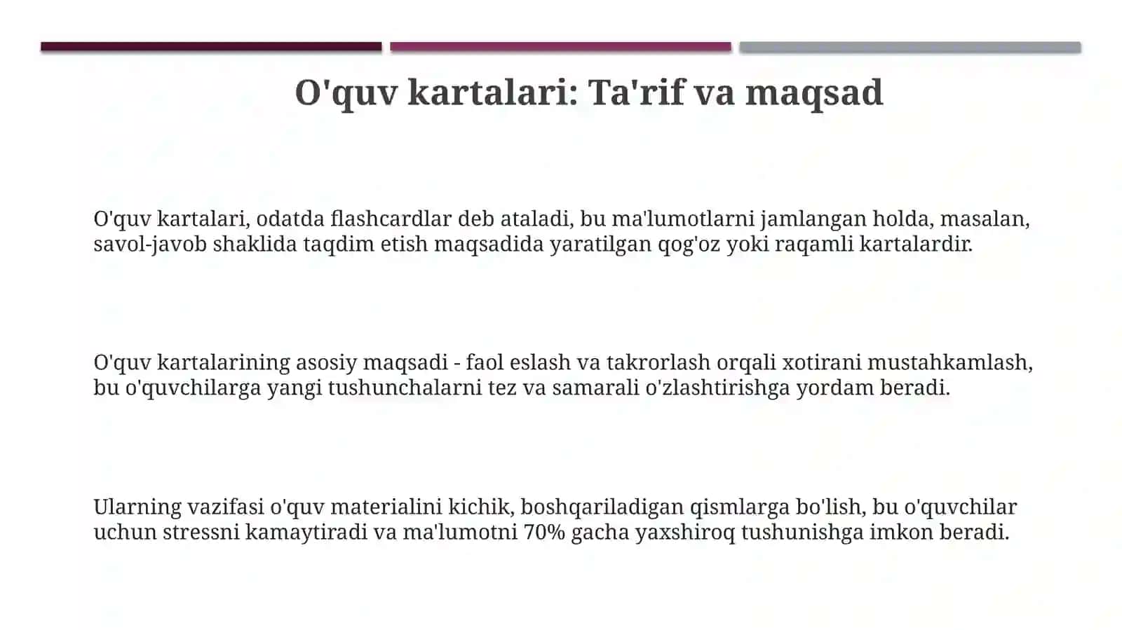 O'quv kartalari va ularning turlari 3