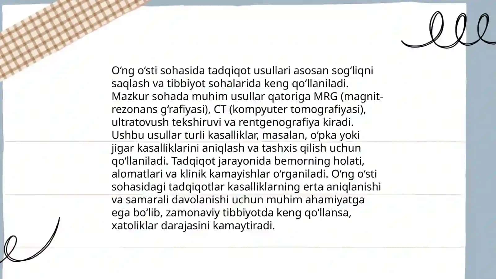 O‘ng o‘sti sohasida tadqiqot usullari 3