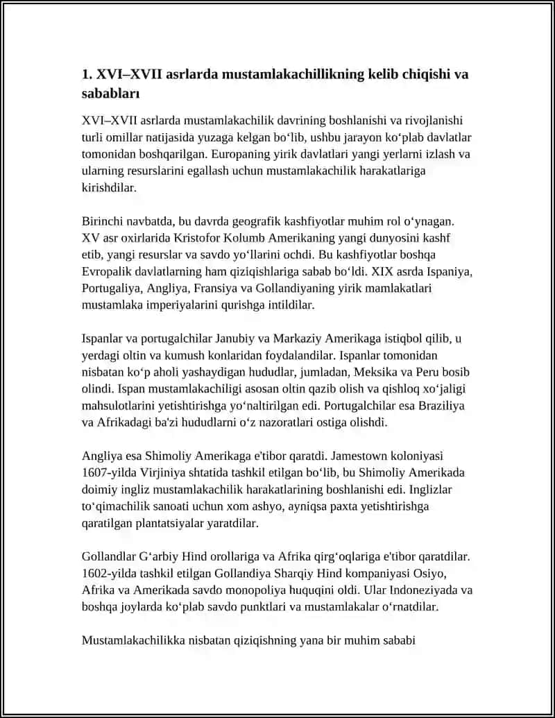 XVI-XVII ASRLARDA MUSTAMLAKACHILLIK 3