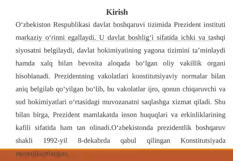 O‘ZBEKISTON RESPUBLIKASI PREZIDENTINING HUQUQIY HOLATI 3