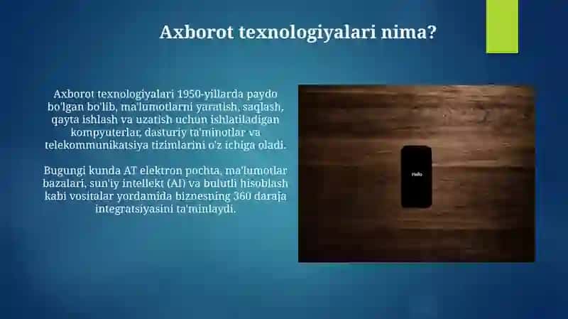 Axborot Texnologiyalarining Qo'llanilishi 3