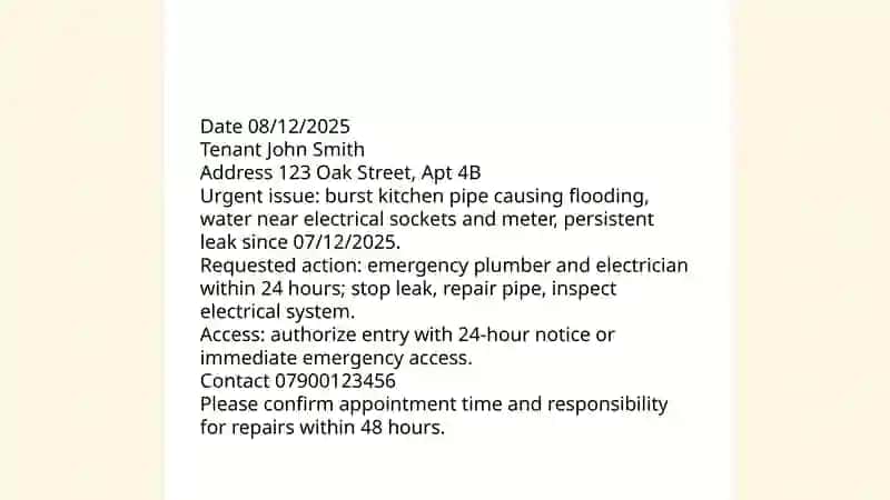 A formal letter to the property agent 3