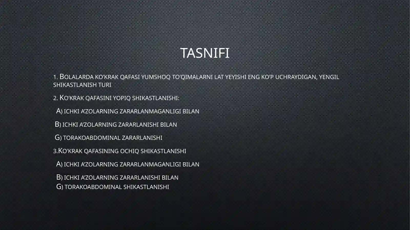 BOLALARDA KO’KRAK QAFASI A’ZOLARINING YOPIQ SHIKASTLANISHI 3