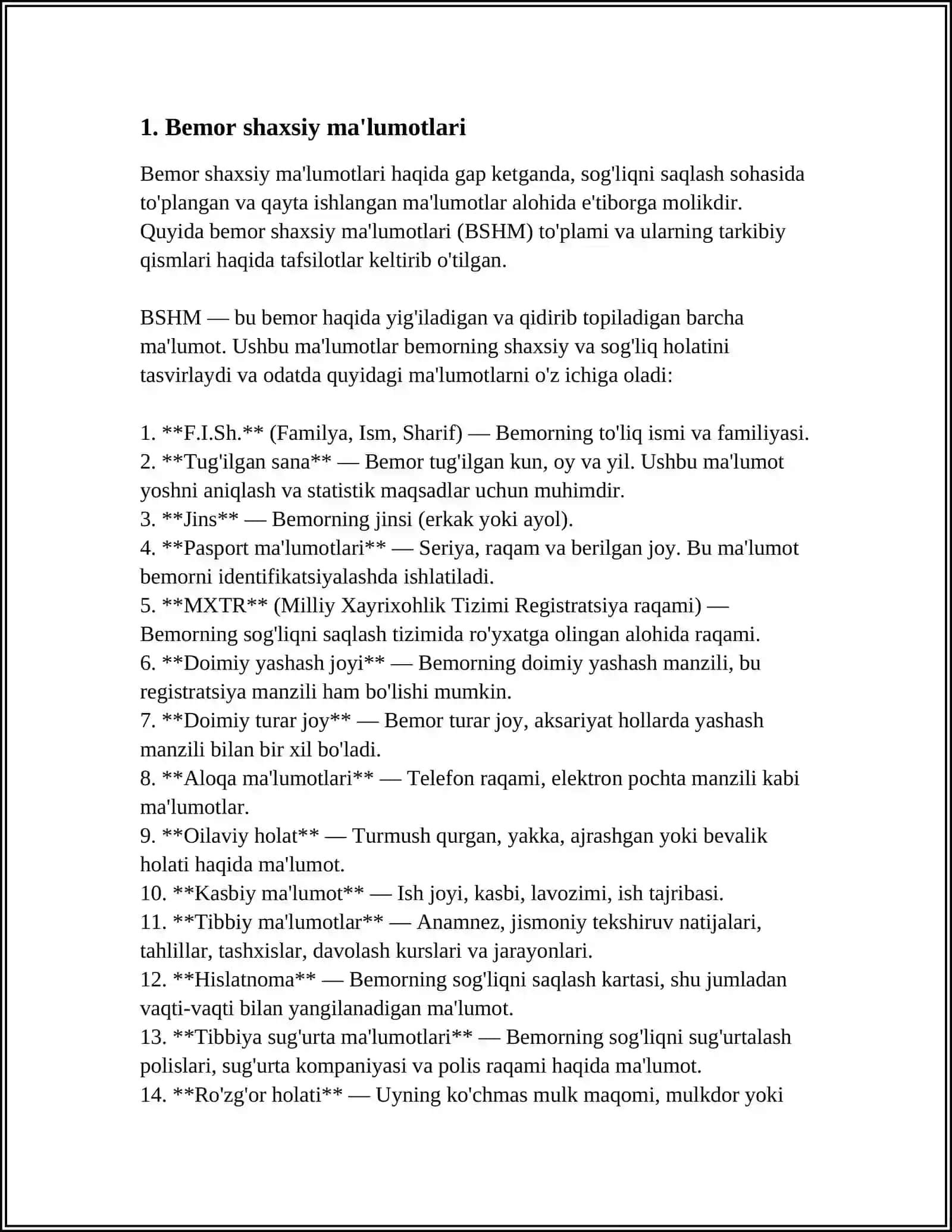 BEMOR KASALLIK TARIXINI TITUL VAROQINI TO'LDIRISH 3