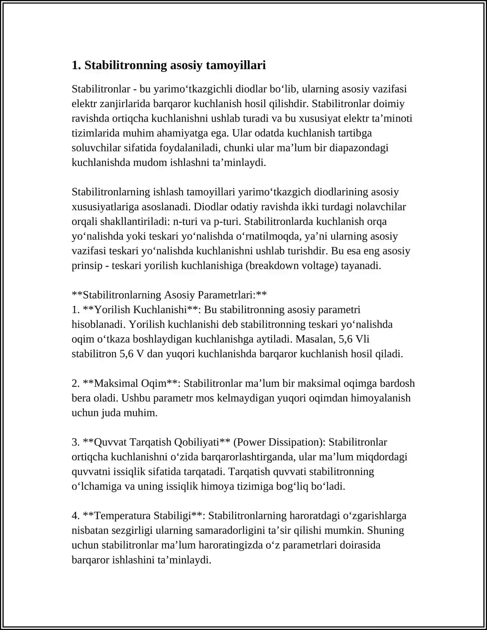 STABILITRON XARAKTERISTIKASI VA PARAMETRLARINI TADQIQ QILISH 3