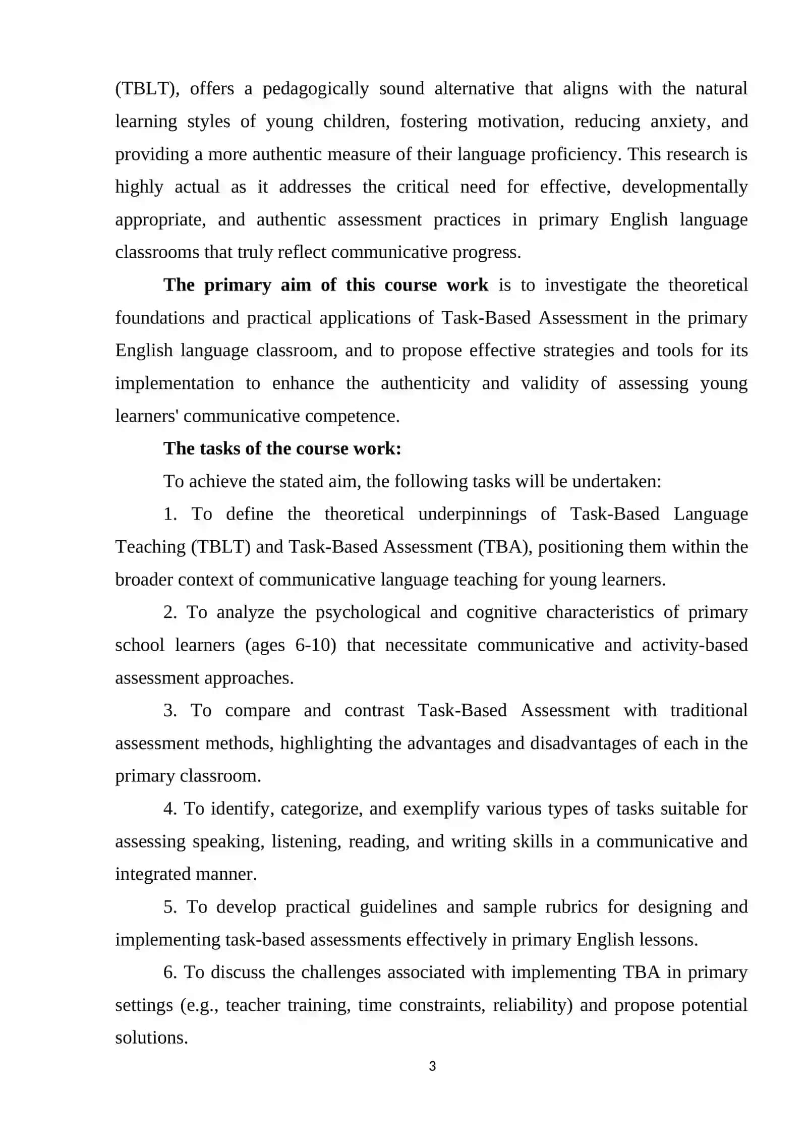 TASK-BASED ASSESSMENT IN THE PRIMARY ENGLISH LANGUAGE CLASSROOM 3