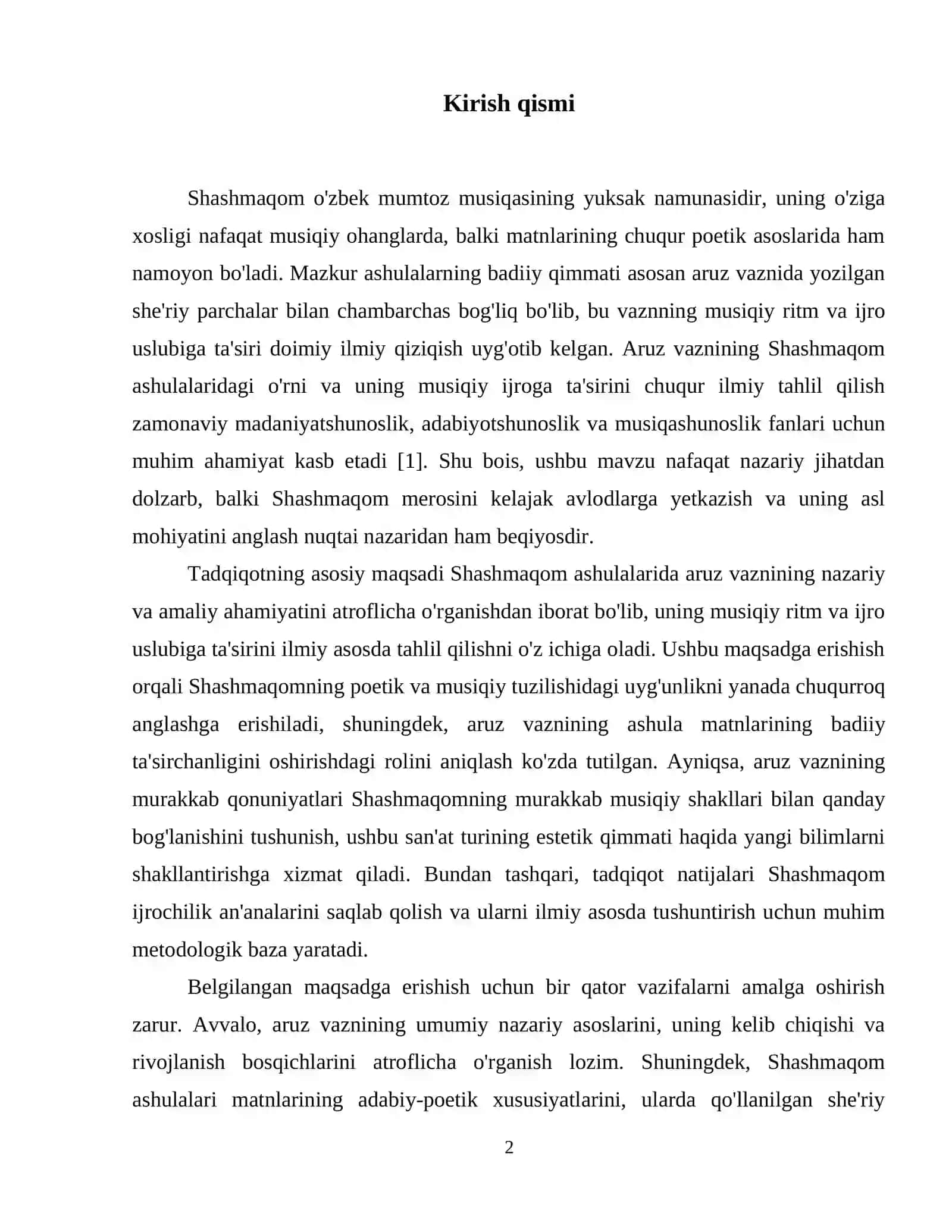 Shashmaqom ashulalarida aruz vaznining o'rni 3