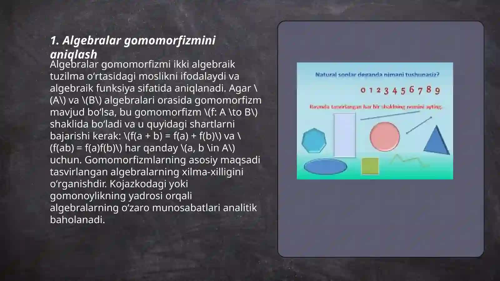 Algebralar gomomorfizmi 3
