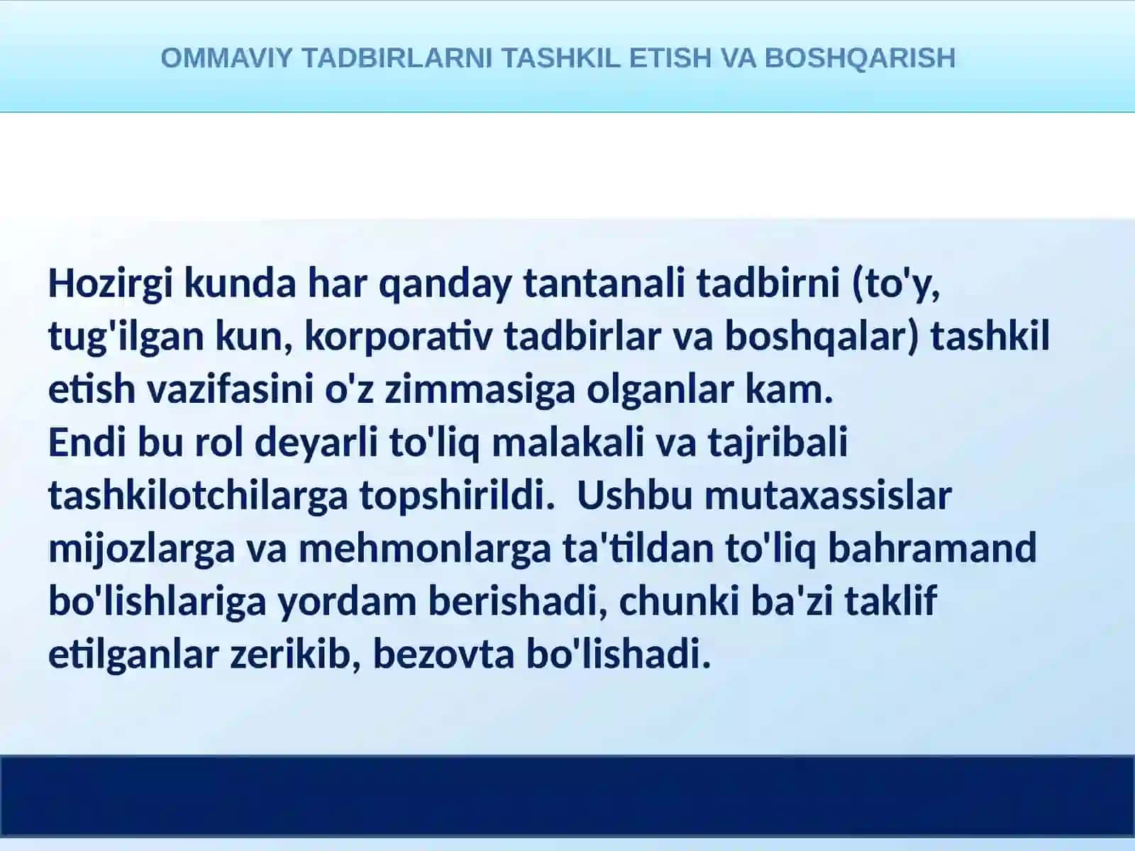 Ommaviy tadbirlarning asosiy tasnifi 3