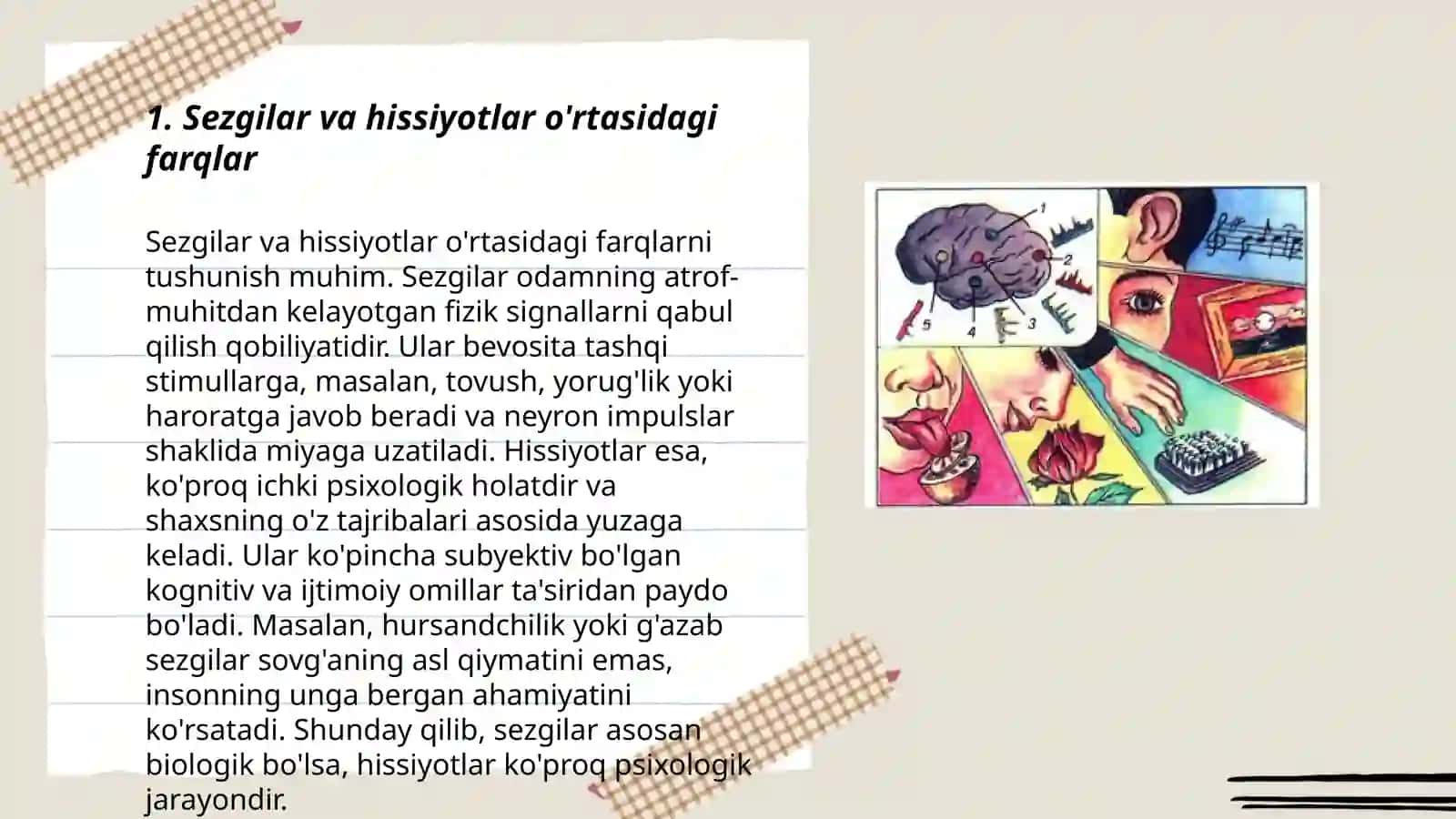 Sezgilar va hissiyotlar o'rtasidagi farqlar 3