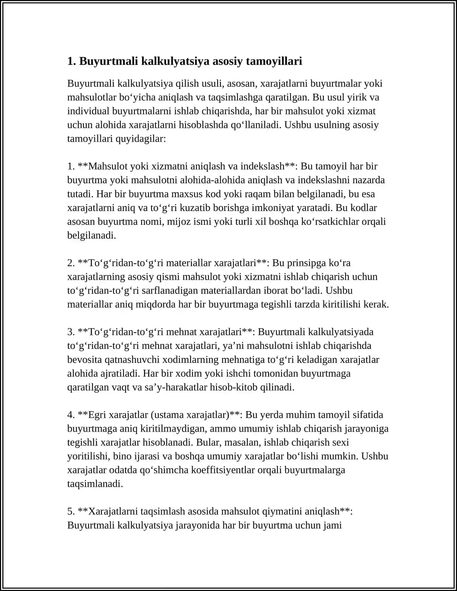 BUYURTMALI KALKULYATSIYA QILISH USULI 3