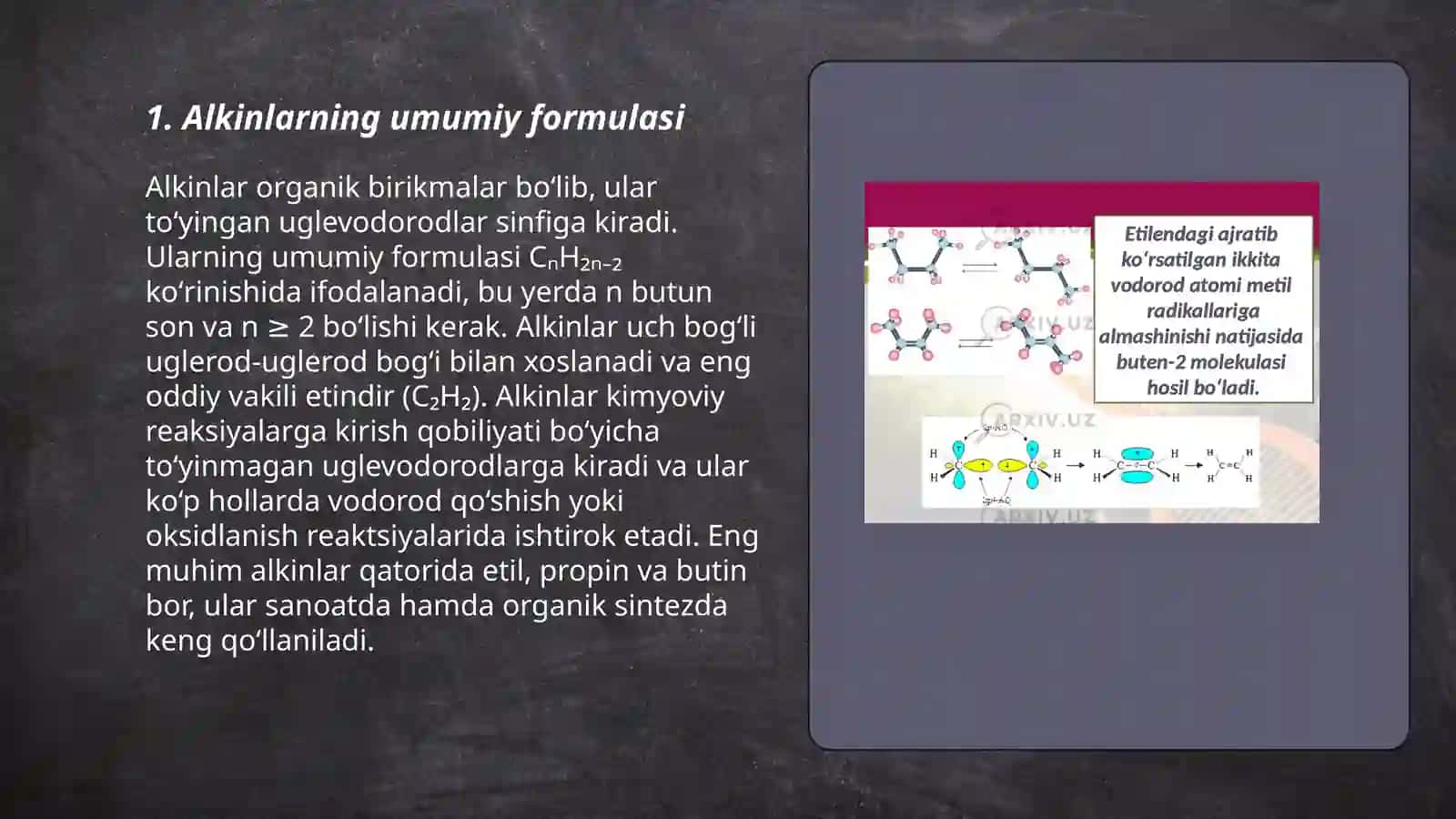 Alkinlar. Izomeriyasi. Nomlanishi 3
