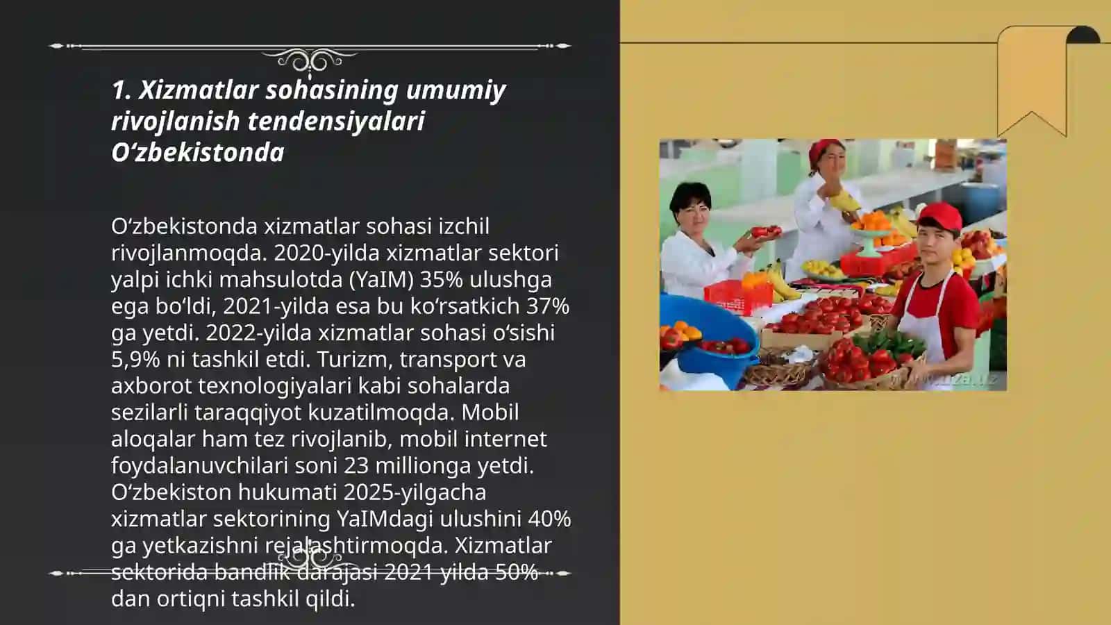 O’zbekistanda xizmatlar sohasi holati tahlli 3