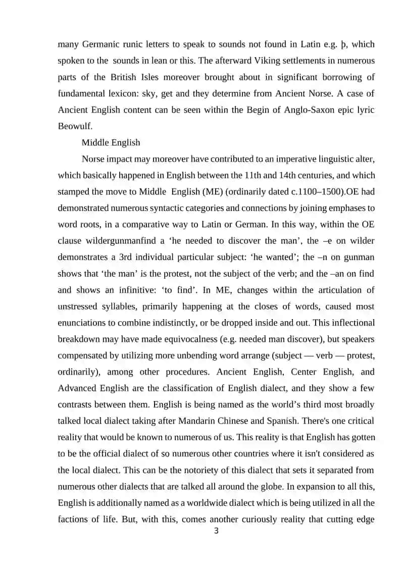 Old English to Modern English Course Work 3