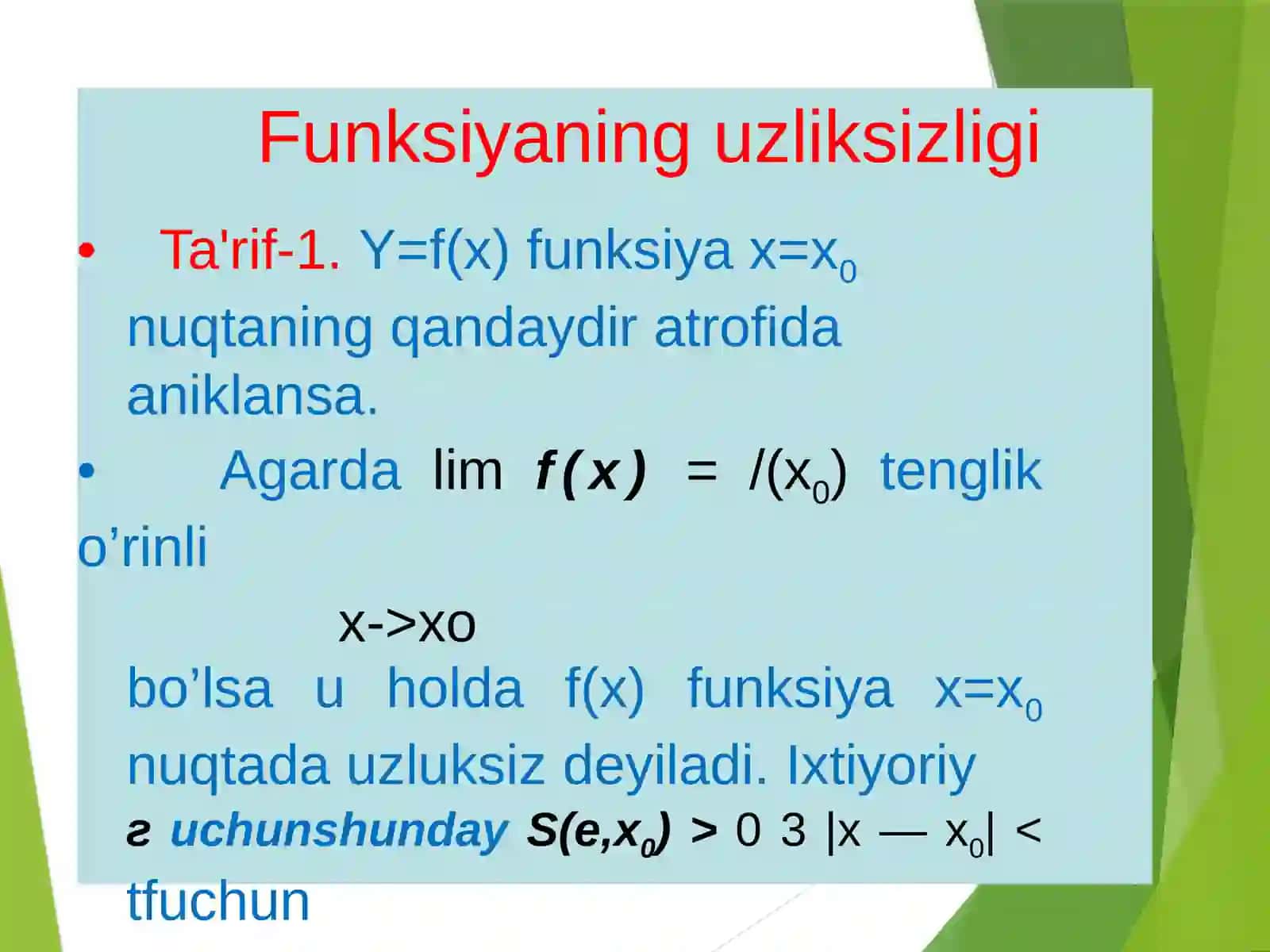 FUNKSIYA UZLUKSIZLIGI 3